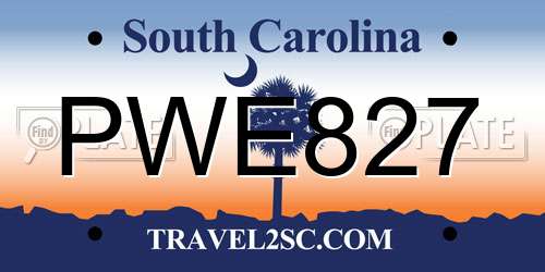 PWE827 South Carolina License Plate