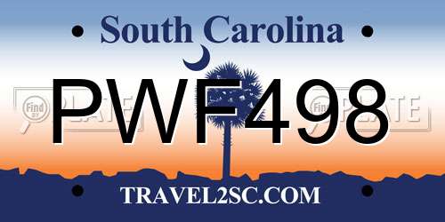 PWF498 South Carolina License Plate