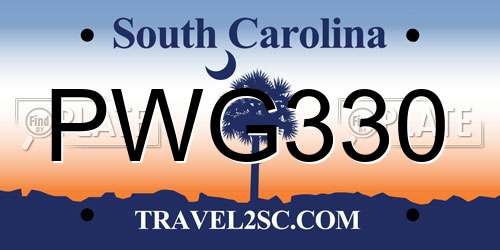 PWG330 South Carolina License Plate