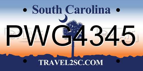 PWG4345 South Carolina License Plate