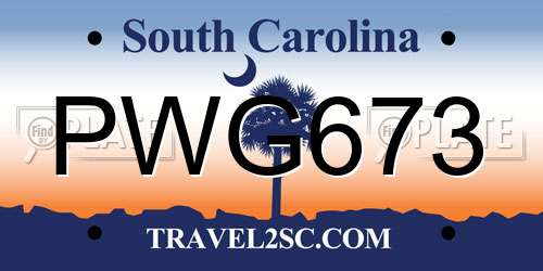 PWG673 South Carolina License Plate