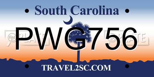 PWG756 South Carolina License Plate