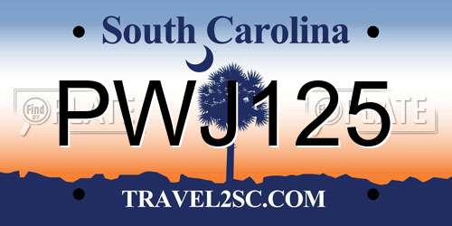 PWJ125 South Carolina License Plate