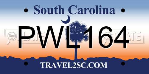 PWL164 South Carolina License Plate