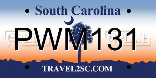 PWM131 South Carolina License Plate