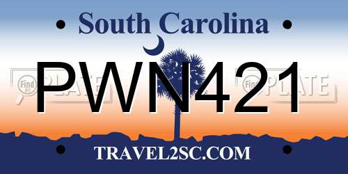 PWN421 South Carolina License Plate