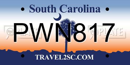 PWN817 South Carolina License Plate