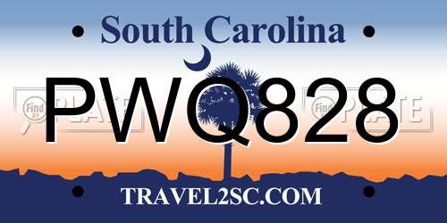 PWQ828 South Carolina License Plate