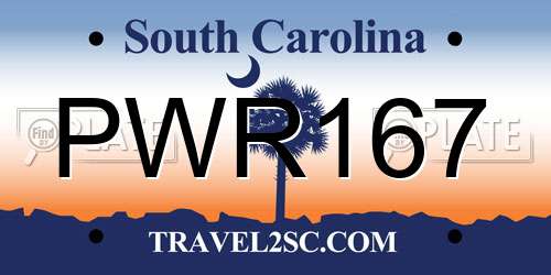 PWR167 South Carolina License Plate
