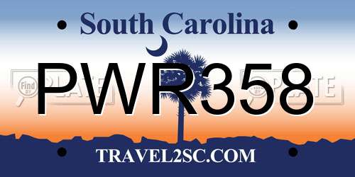 PWR358 South Carolina License Plate
