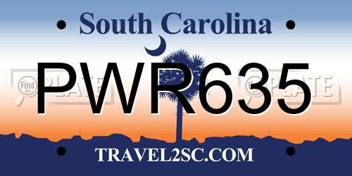 PWR635 South Carolina License Plate