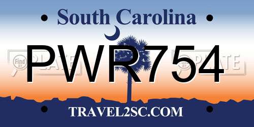 PWR754 South Carolina License Plate