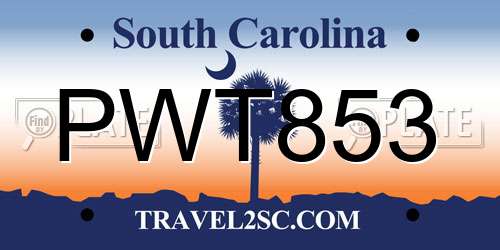 PWT853 South Carolina License Plate