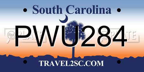 PWU284 South Carolina License Plate