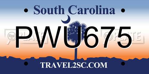 PWU675 South Carolina License Plate