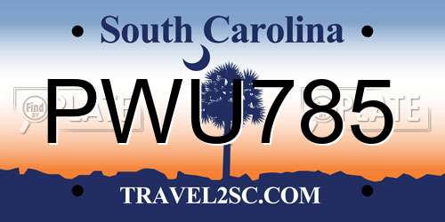 PWU785 South Carolina License Plate