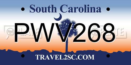 PWV268 South Carolina License Plate