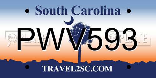 PWV593 South Carolina License Plate
