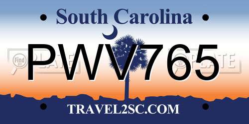 PWV765 South Carolina License Plate