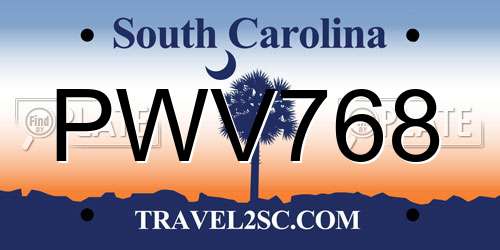 PWV768 South Carolina License Plate