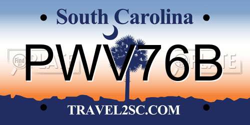 PWV76B South Carolina License Plate