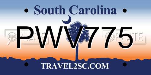 PWV775 South Carolina License Plate