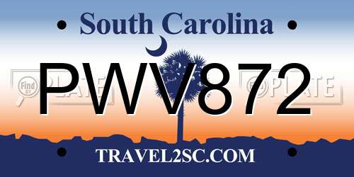 PWV872 South Carolina License Plate