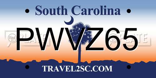 PWVZ65 South Carolina License Plate