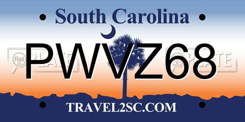 PWVZ68 South Carolina License Plate