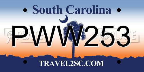 PWW253 South Carolina License Plate