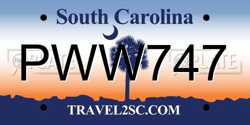 PWW747 South Carolina License Plate