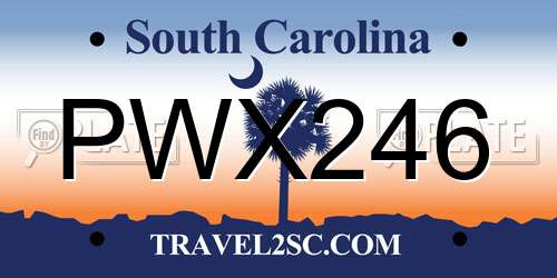 PWX246 South Carolina License Plate