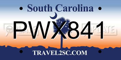 PWX841 South Carolina License Plate