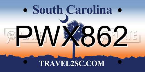 PWX862 South Carolina License Plate