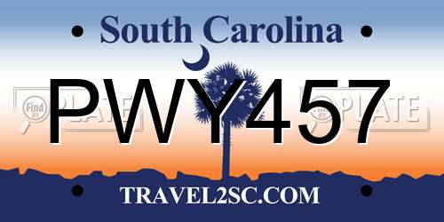 PWY457 South Carolina License Plate