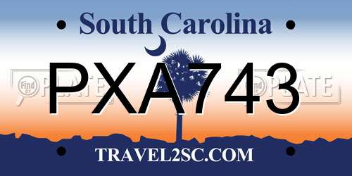 PXA743 South Carolina License Plate
