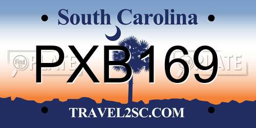 PXB169 South Carolina License Plate