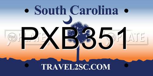 PXB351 South Carolina License Plate