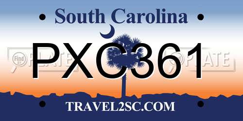 PXC361 South Carolina License Plate