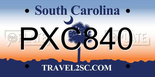 PXC840 South Carolina License Plate