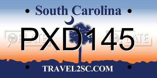 PXD145 South Carolina License Plate