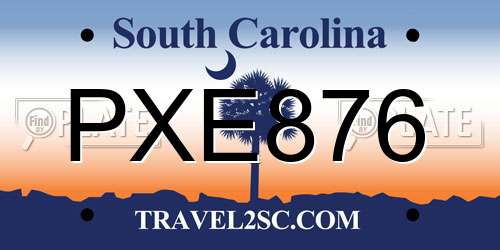 PXE876 South Carolina License Plate