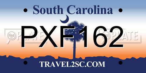 PXF162 South Carolina License Plate