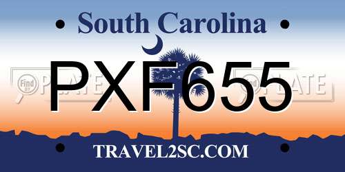 PXF655 South Carolina License Plate