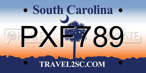 PXF789 South Carolina License Plate