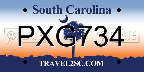 PXG734 South Carolina License Plate