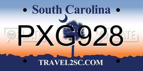 PXG928 South Carolina License Plate