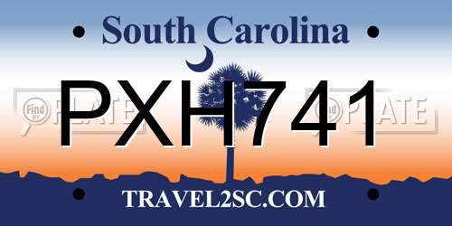 PXH741 South Carolina License Plate