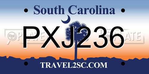 PXJ236 South Carolina License Plate