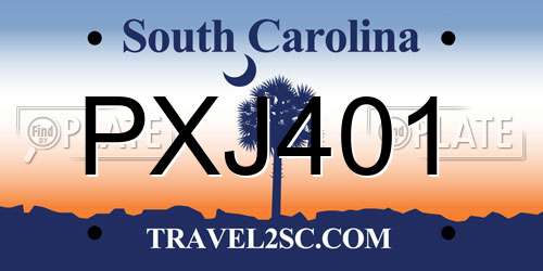 PXJ401 South Carolina License Plate